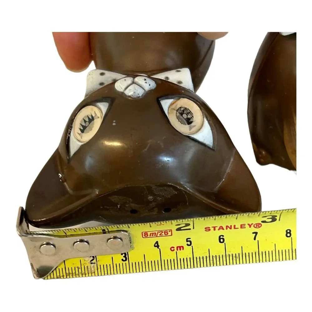 VINTAGE MCM‎ WINKING GOOGLY EYES CATS SALT PEPPER SHAKERS BROWN JAPAN 1960s